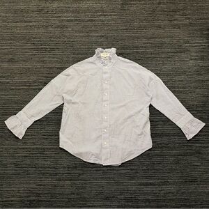 Alex Mill Size S Blue/White Easy Ruffle Pinstripe Button Up Shirt